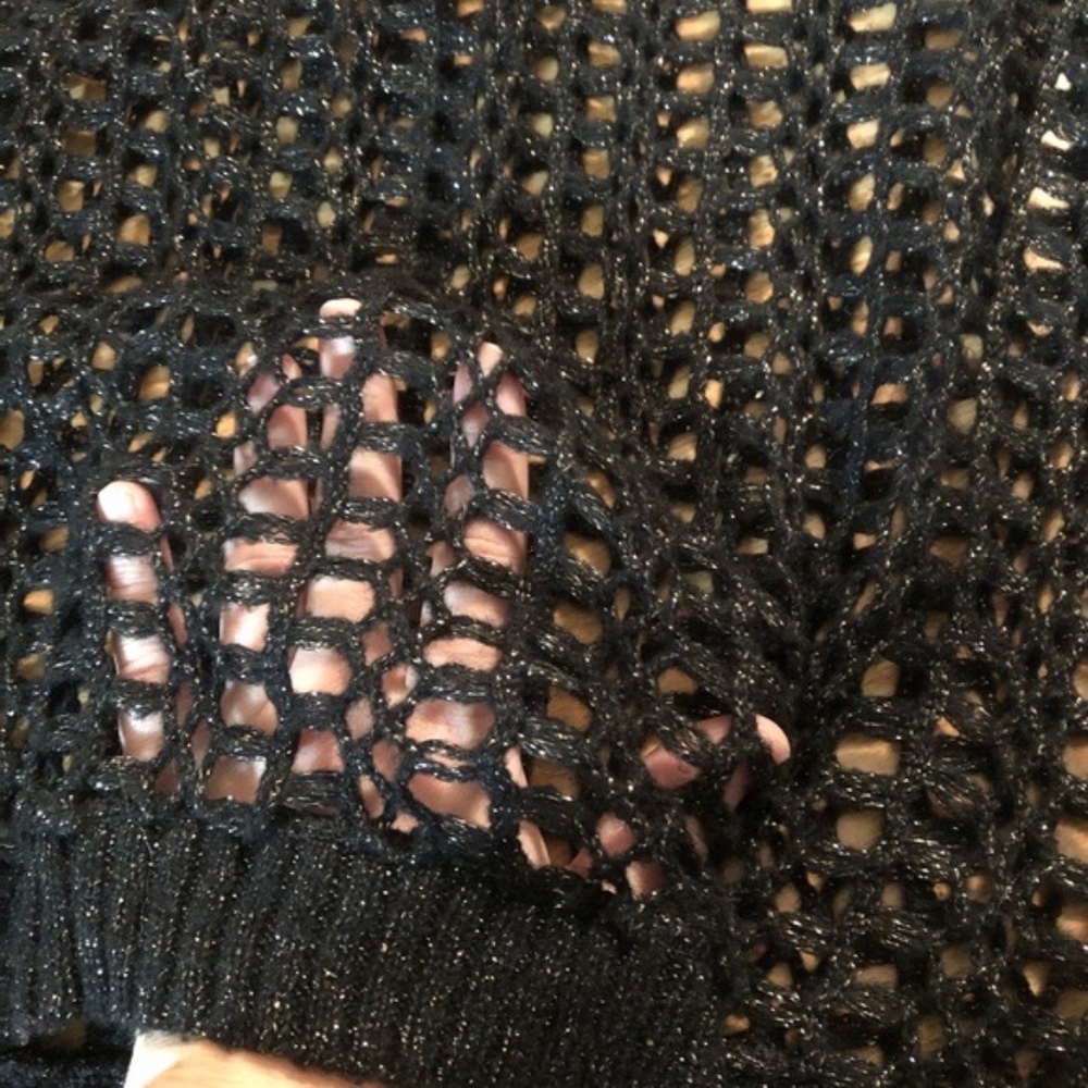 DKNY //Sparkly Black Sweater Crew Neck Overlay🖤✨ - Picture 5 of 10